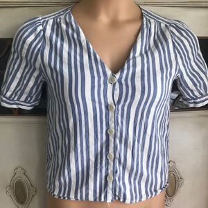 EUC Madewell Plaza Button-Front Shirt in Stripe | Size Small